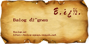 Balog Ágnes névjegykártya